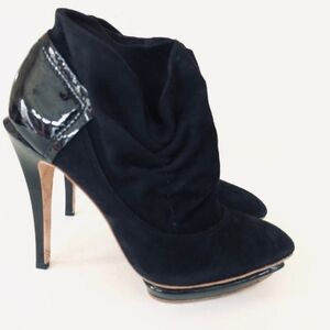 L.A.M.B. Black Slouchy Suede Ankle Boots